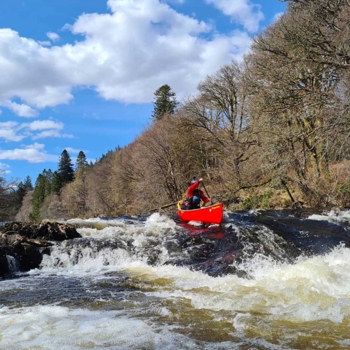 advanced open canoe tour with green wave guiding